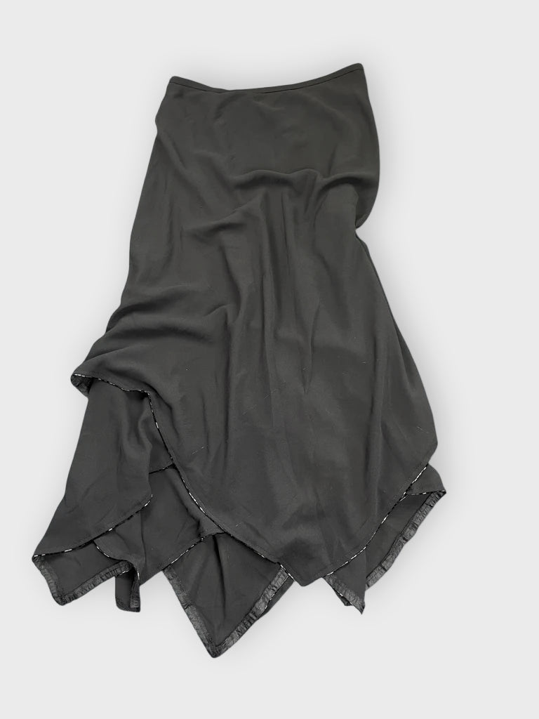 front view, Jeffrey Dove Noir Elegance High Waist Maxi Skirt, vintage Y2K second hand piece