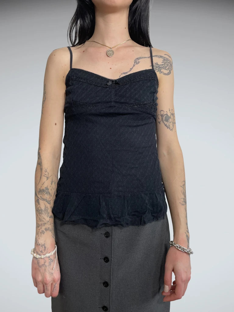 front view, Express black top, vintage Y2K second hand piece