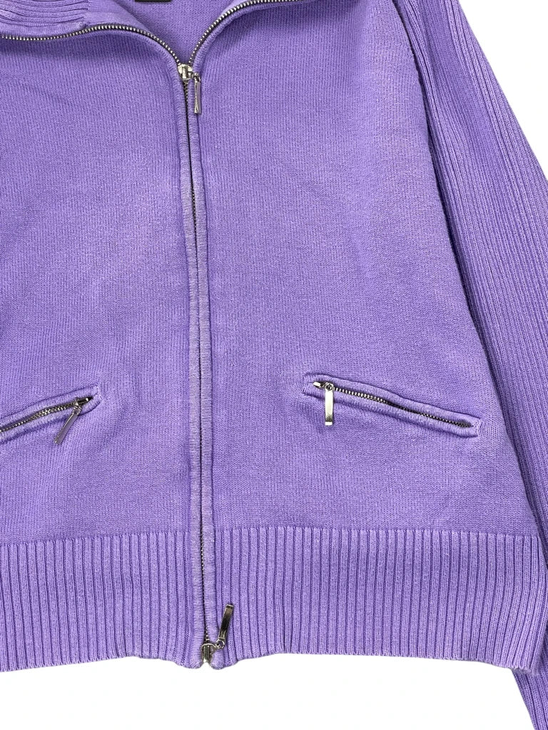 detail view, Raffaela Purple Zip Sweater, vintage Y2K second hand piece, image 5