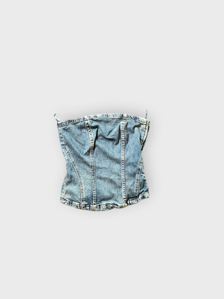 front view, Y2K Denim Corsage Top im Tube-Style, vintage Y2K second hand piece