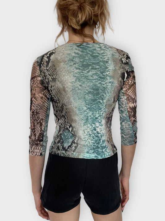 back view, Bariba Longsleeve with Snake Print, vintage Y2K second hand piece