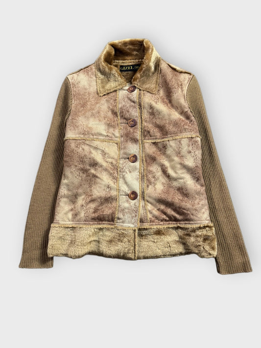 Vintage Brown Acrylic Coat Women (M)