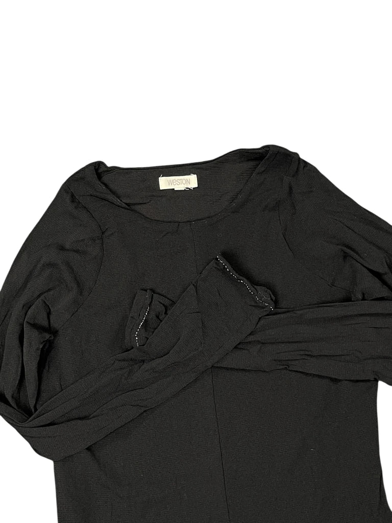 detail view, Weston Elegant Black Top, vintage Y2K second hand piece, image 4