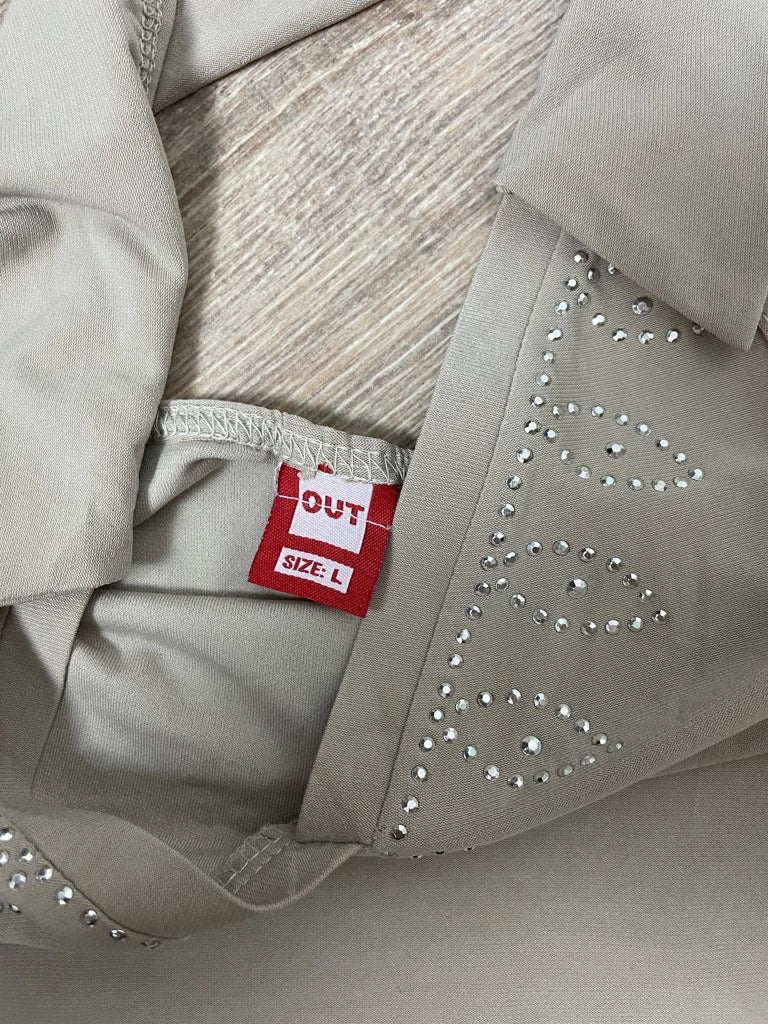 detail view, Out Beige Neck Holder Top, vintage Y2K second hand piece, image 5