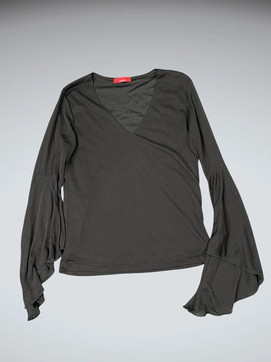 front view, ENT Black V-Cut Top, vintage Y2K second hand piece