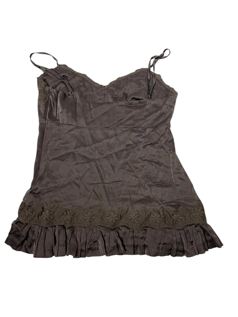 detail view, Arden B. Satin Sin – Dark Brown Camisole, vintage Y2K second hand piece, image 6