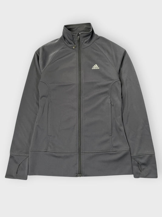 front view, Adidas Grey Full-Zip Performance Jacket, vintage Y2K second hand piece