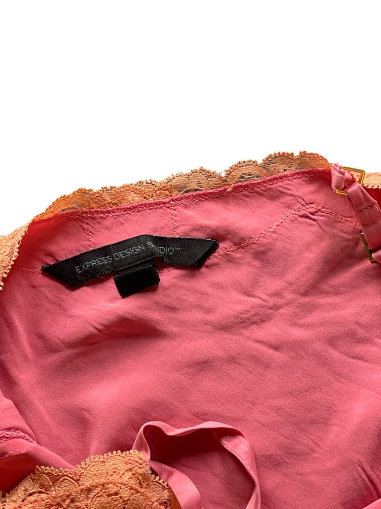 detail view, Express Design Studio Vintage Satin Camisole in Pink Orange, vintage Y2K second hand piece, image 4