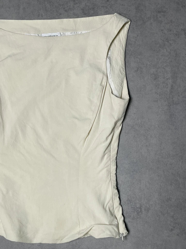 detail view, Gianfranco Ferre Studio Creme Top, vintage Y2K second hand piece, image 4