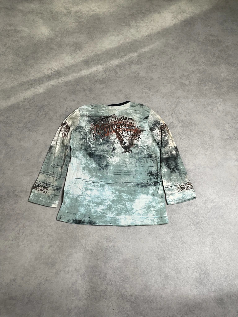 detail view, Skinny Minnie long sleeve top with eagle, vintage Y2K second hand piece, image 5