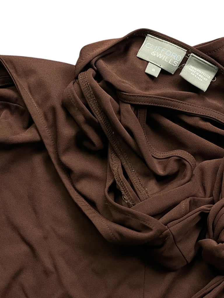detail view, Clifford & Will Brown Bow Tie Halter Top, vintage Y2K second hand piece, image 5
