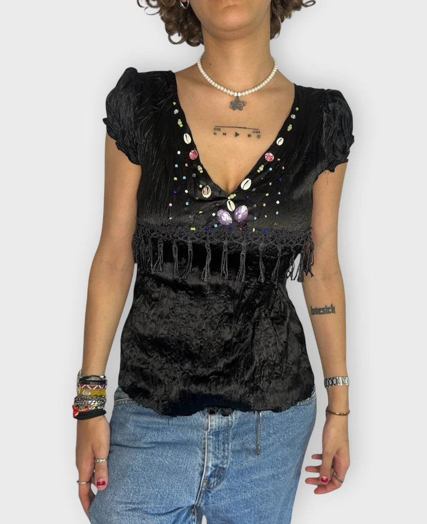Black Silk Top (M)
