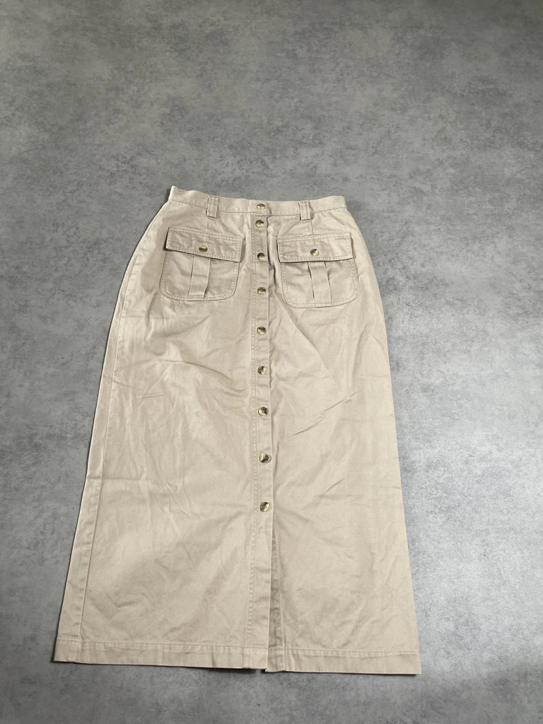 detail view, Edeis beige long skirt, vintage Y2K second hand piece, image 4