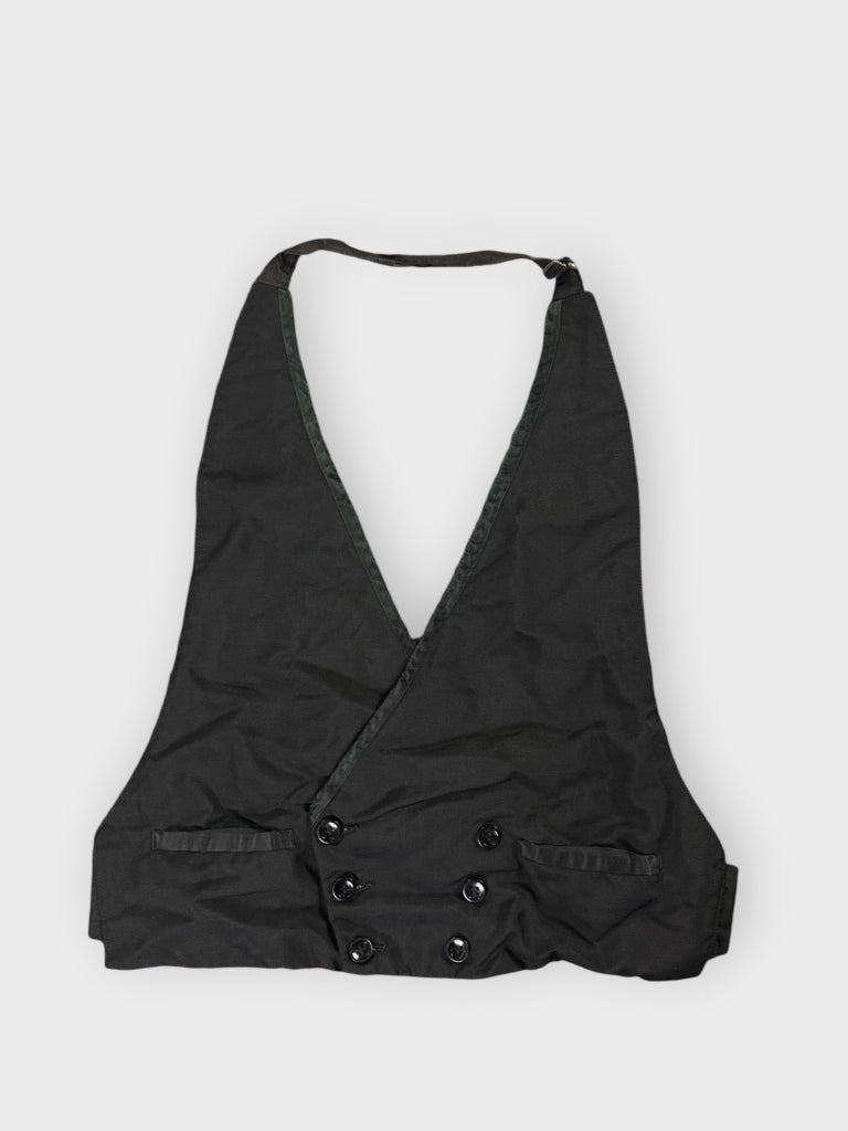 front view, Chic Black Halter Tailored Vest, vintage Y2K second hand piece