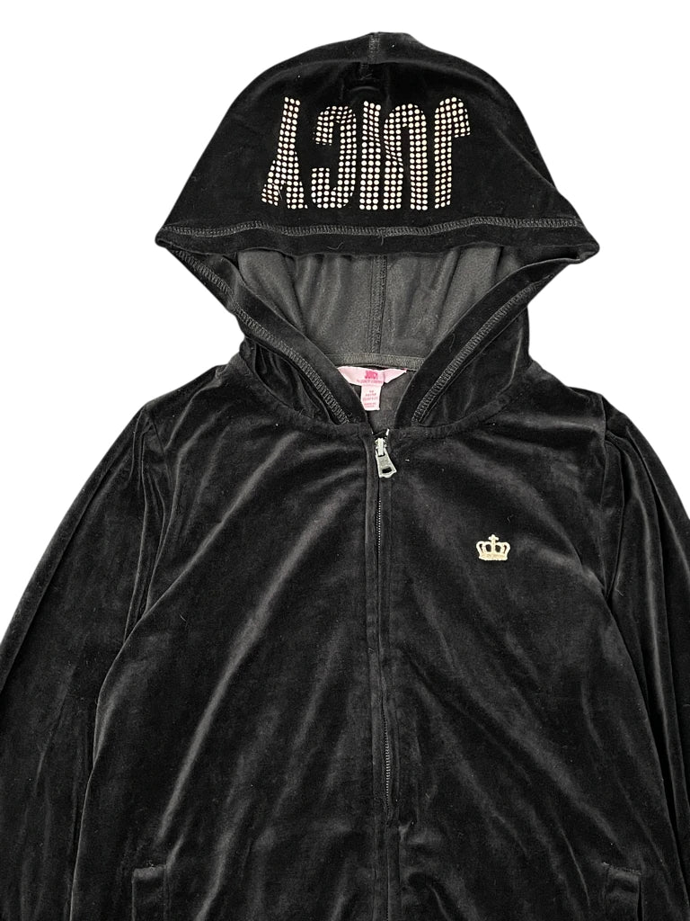 Black Juicy Couture Velour Hoodie with Crown Embroidery (M)