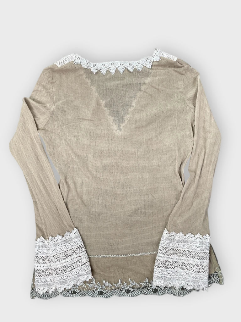 back view, Passion Concept Beige Draped Dress Top, vintage Y2K second hand piece