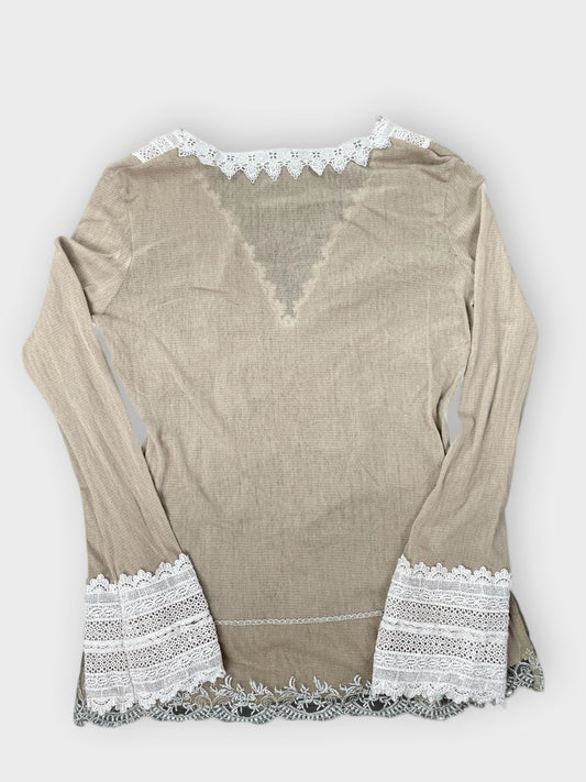 back view, Passion Concept Beige Draped Dress Top, vintage Y2K second hand piece