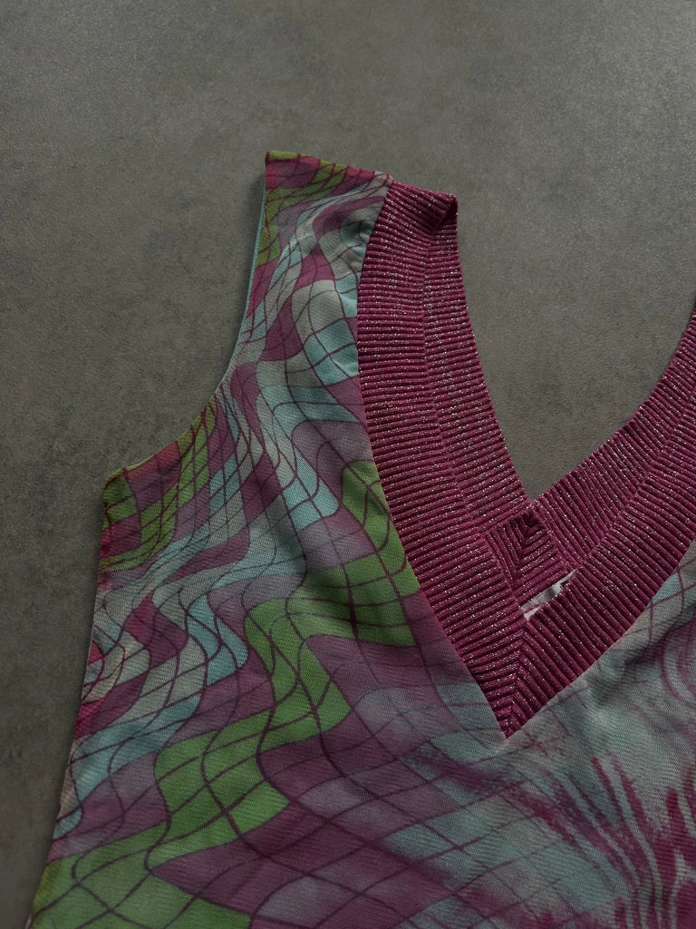 detail view, Zuiki Orange Print Top, vintage Y2K second hand piece, image 5