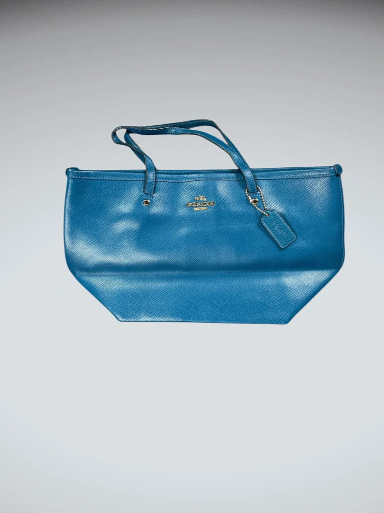 front view, Coach Turquoise Leather Tote Bag (ONESIZE), vintage Y2K second hand piece