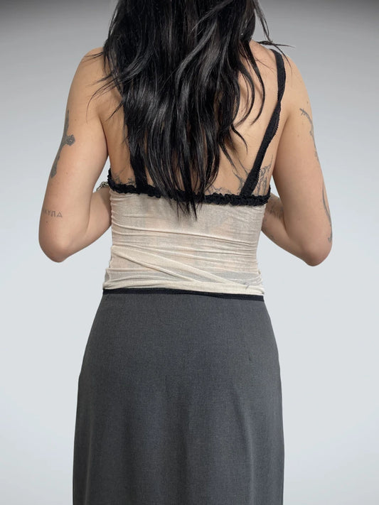 back view, Prada see through top, vintage Y2K second hand piece