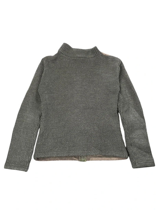back view, Olive Knit and Velour Hybrid Zip Jacket, vintage Y2K second hand piece