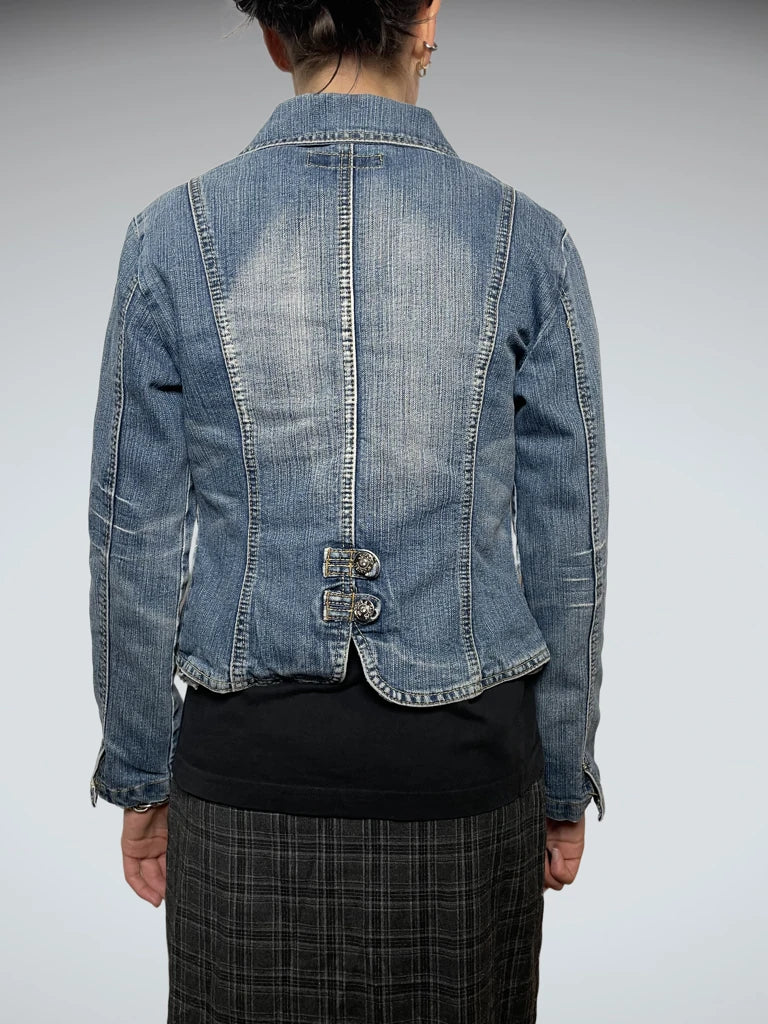 back view, Ditelong Flower Jeans Jacket, vintage Y2K second hand piece