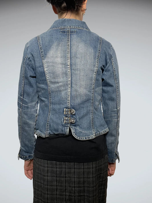 back view, Ditelong Flower Jeans Jacket, vintage Y2K second hand piece