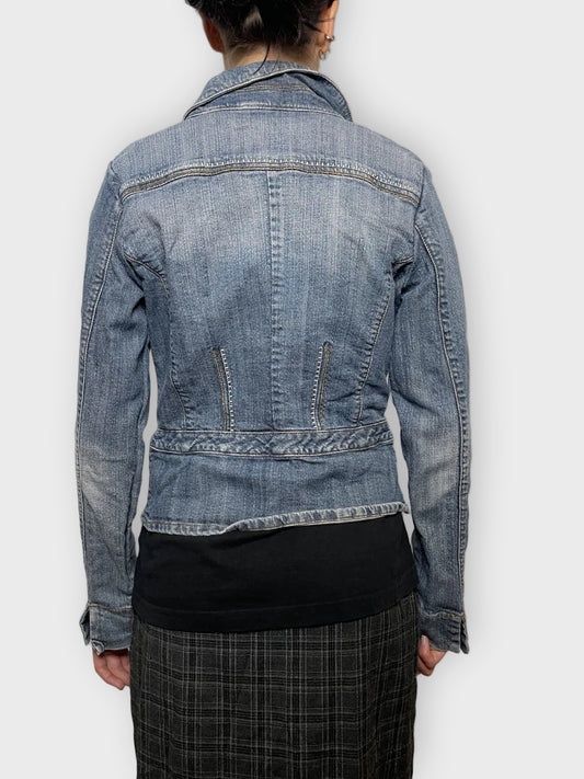 back view, Mng Jeans Flower Jeans Jacket, vintage Y2K second hand piece