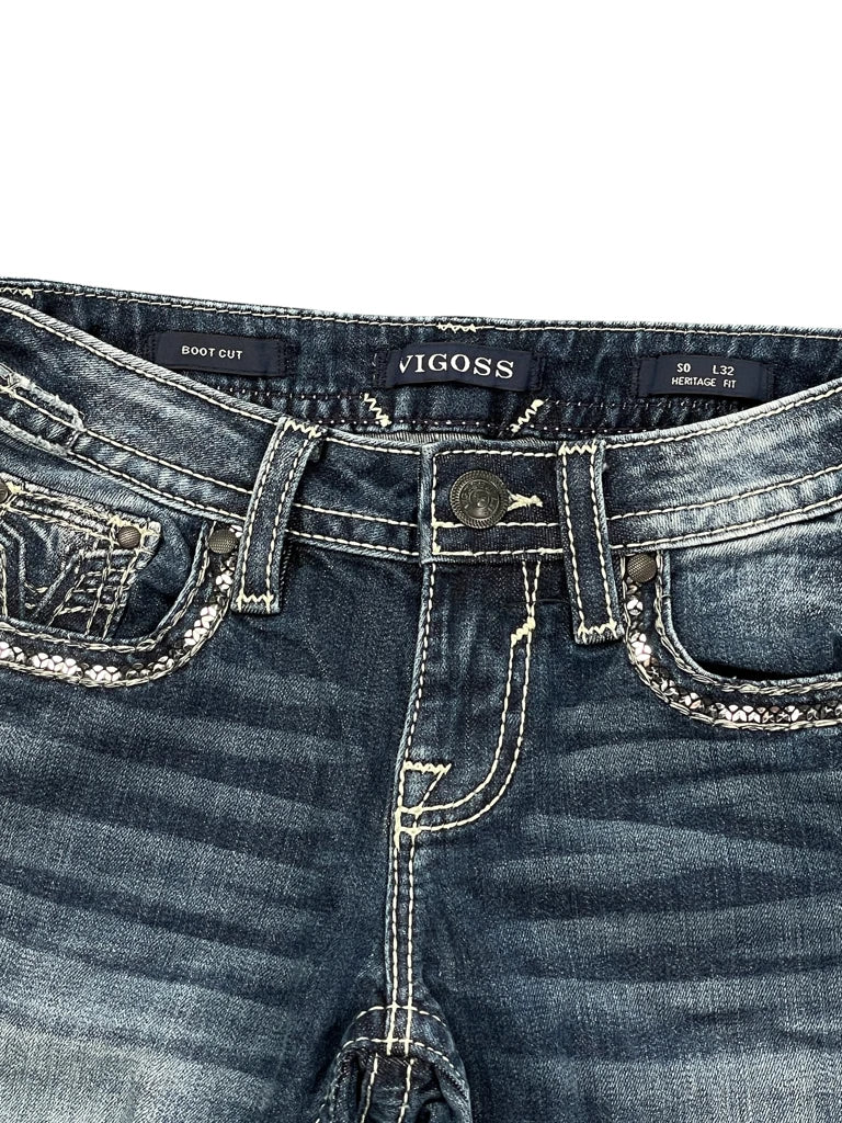 detail view, Vigoss Blue Slim Fit Jeans, vintage Y2K second hand piece