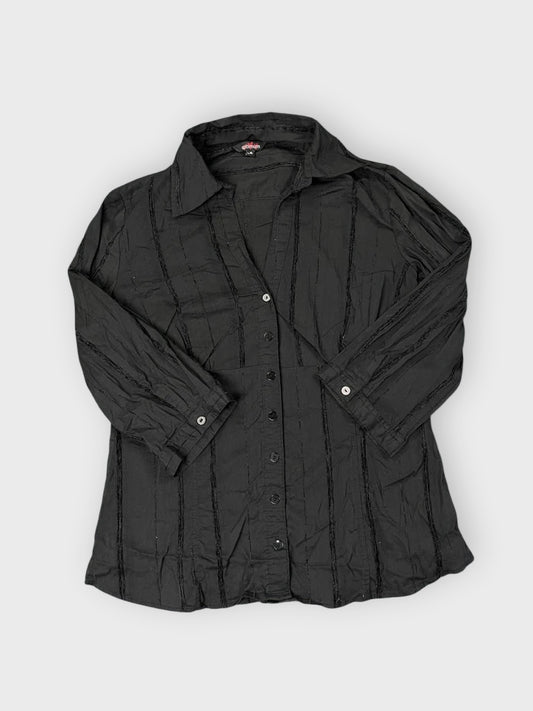 front view, Optimum Black V-Cut Cotton Top, vintage Y2K second hand piece
