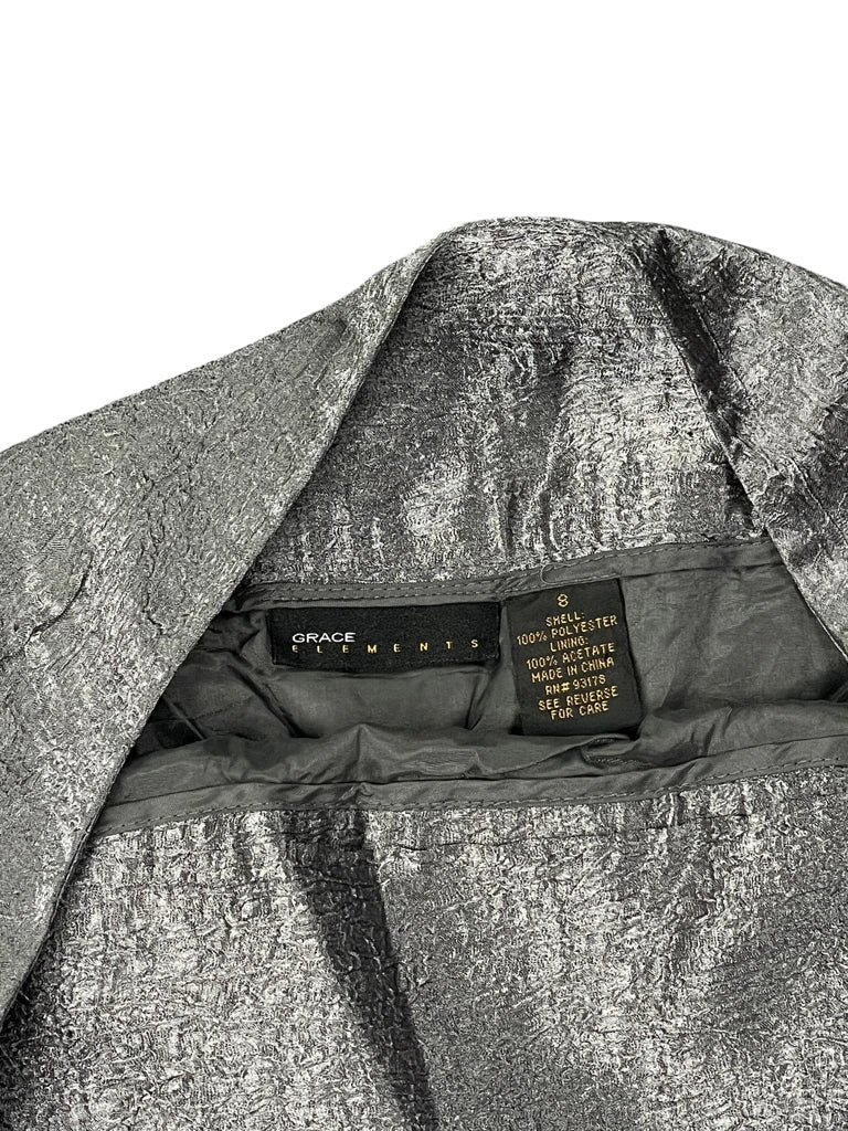 detail view, Grace Elements Silver Luxe Pleated Skirt, vintage Y2K second hand piece