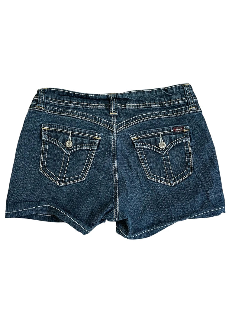 detail view, Angels asphalt heat – double stitch denim shorts (XS?), vintage Y2K second hand piece, image 6