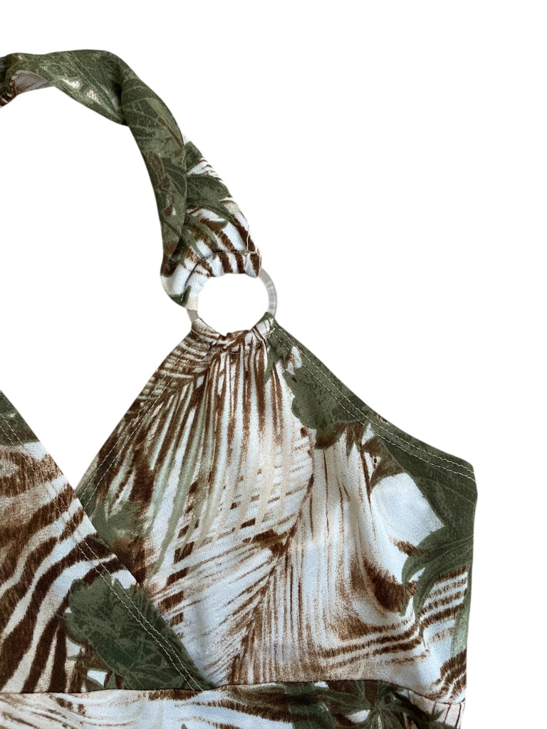 detail view, leaf me alone – tropical cami, vintage Y2K second hand piece, image 4