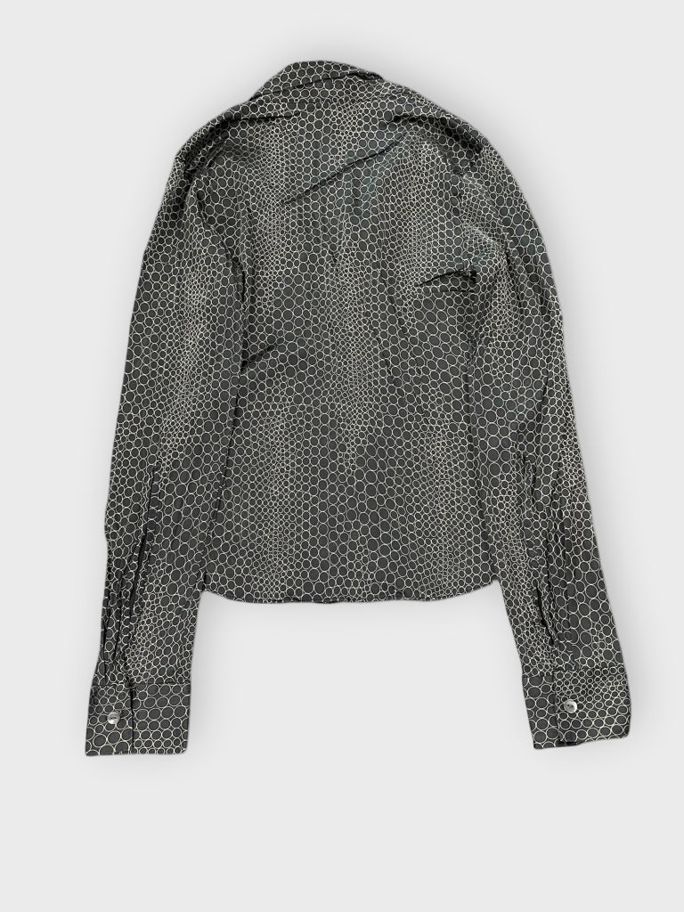 Kenneth Cole Black Silk Bubble Print Blouse (XS)