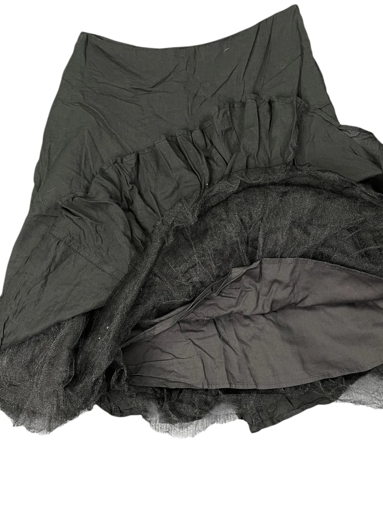 detail view, Necessary Objects Urban Noir Cotton Flare Skirt, vintage Y2K second hand piece, image 4