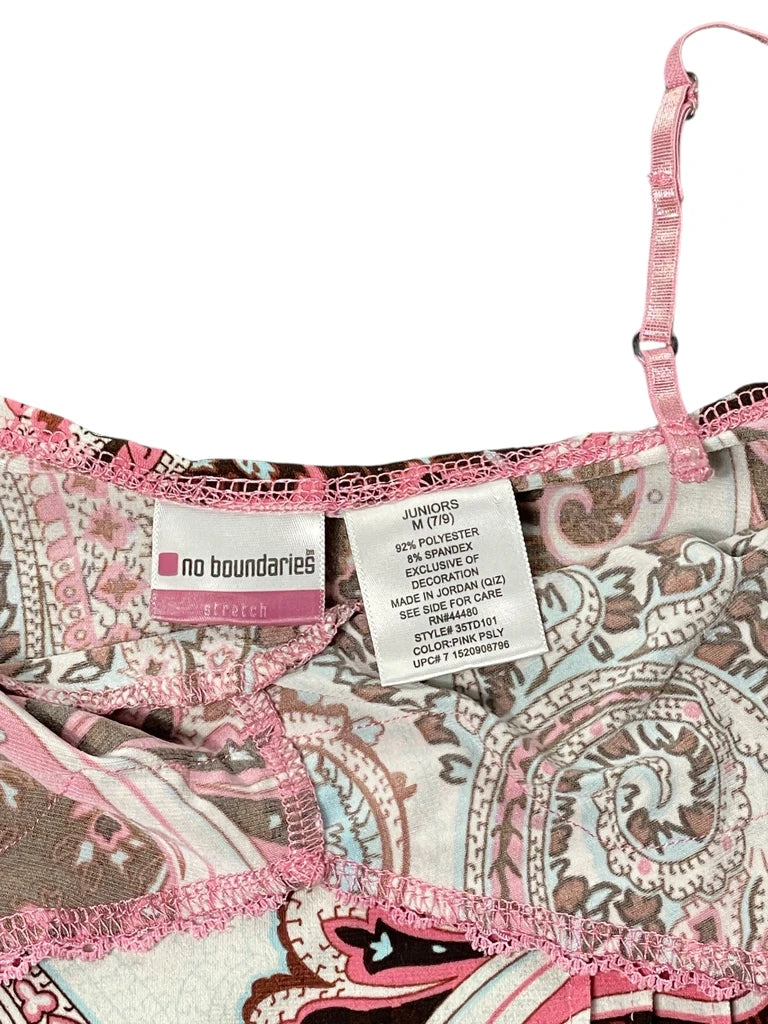 detail view, No boundaries Pink Paisley Lace Trim Top, vintage Y2K second hand piece, image 5