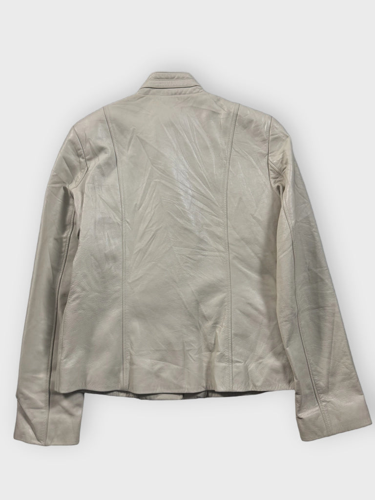 Odemi Melbourne Beige Genuine Leather Jacket (M)