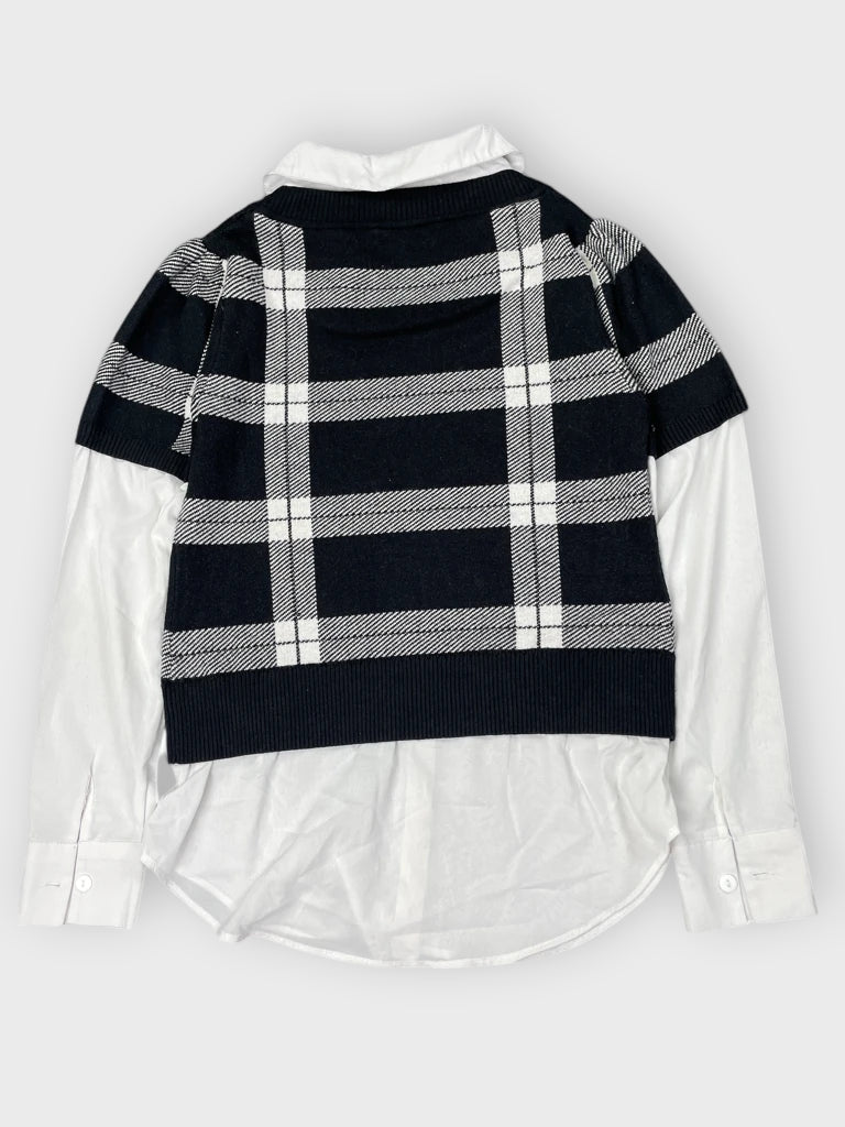 back view, Rachel Zoe Checkered Black Sweater, vintage Y2K second hand piece