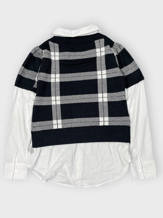 back view, Rachel Zoe Checkered Black Sweater, vintage Y2K second hand piece
