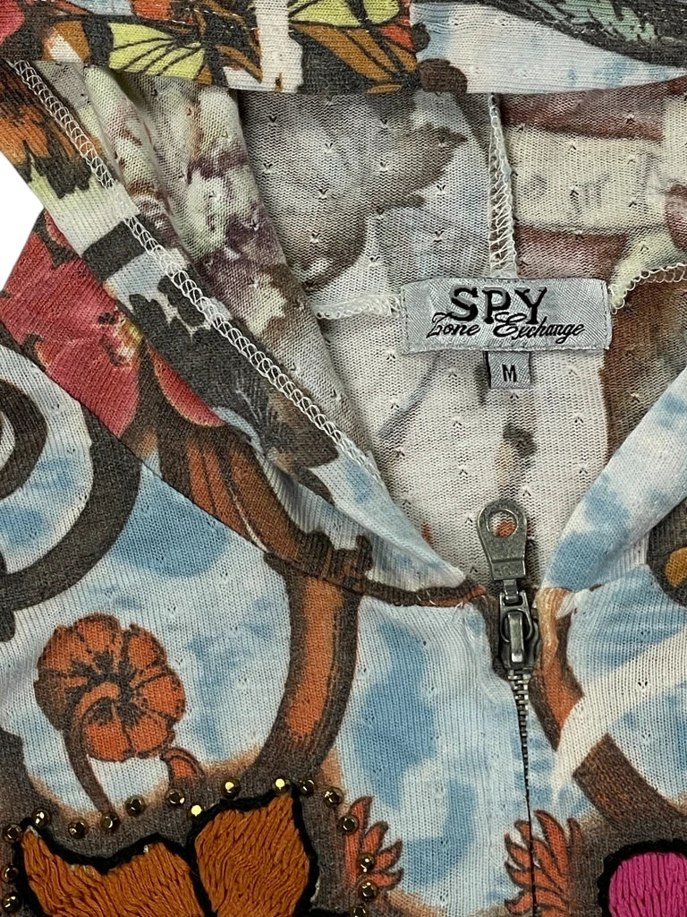 detail view, Spy Amour Tattoo Print Hoodie, vintage Y2K second hand piece