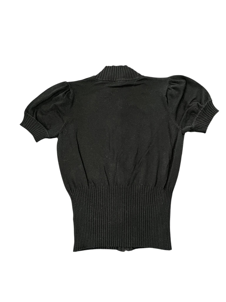 back view, Belldini Black Short Sleeve Zip Sweater, vintage Y2K second hand piece