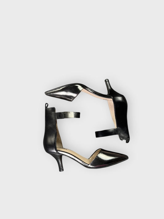 front view, Edgy Diesel Black Kitten Heel Pumps, vintage Y2K second hand piece