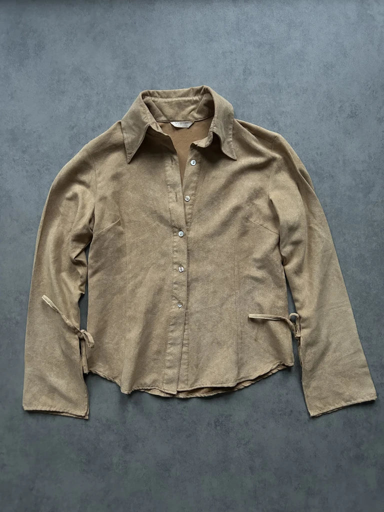 detail view, V.B. Collection Beige Wide Sleeve Shirt, vintage Y2K second hand piece, image 6