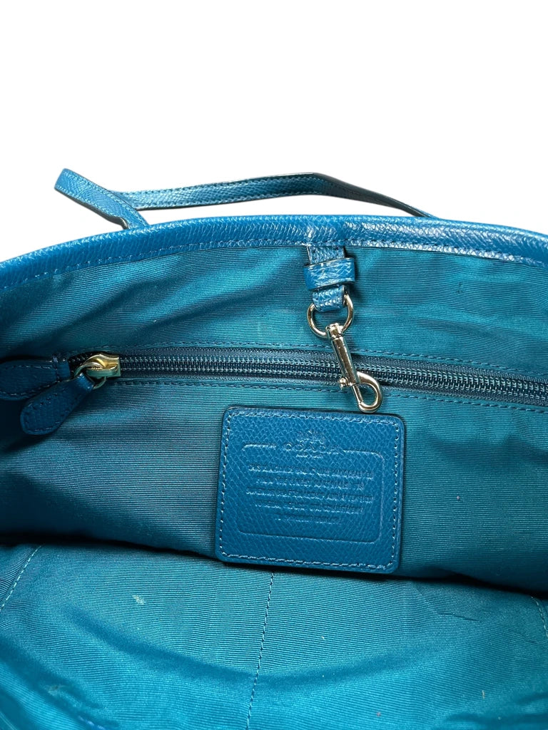 detail view, Coach Turquoise Leather Tote Bag (ONESIZE), vintage Y2K second hand piece