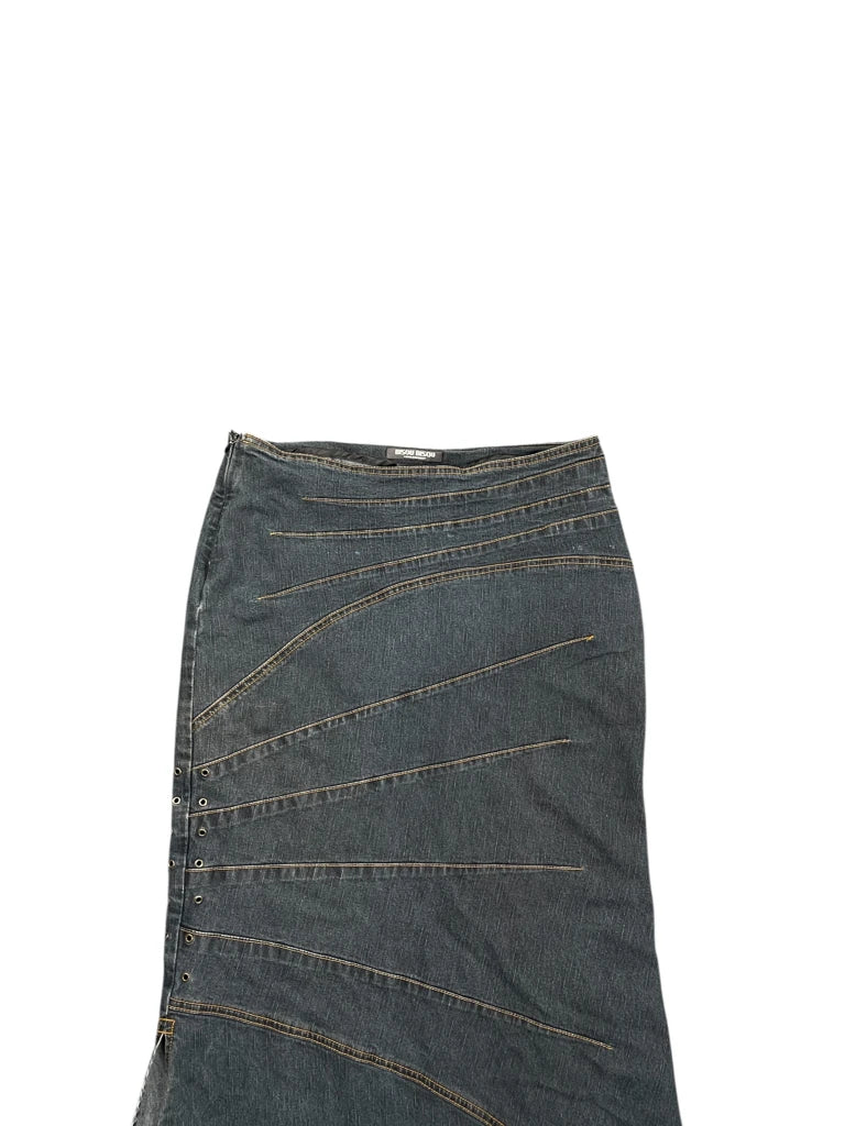Black Asymmetrical Panel Denim Skirt (M)