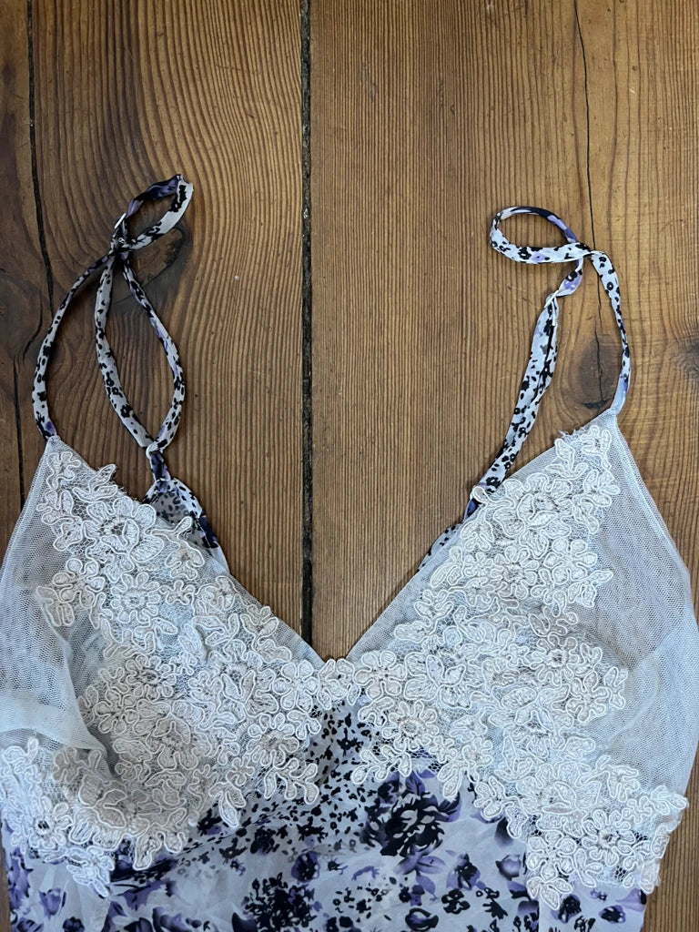 detail view, Rotela Lingerie Mini Dress with Lace, vintage Y2K second hand piece