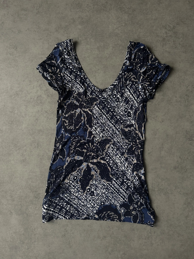 detail view, Marella Sport Y2K Blue Mesh Top, vintage Y2K second hand piece, image 6