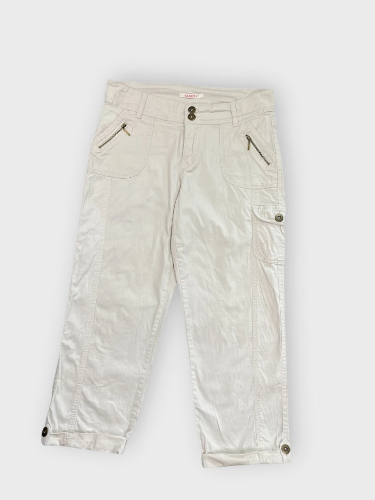 front view, Camaieu White Cargo Pants, vintage Y2K second hand piece
