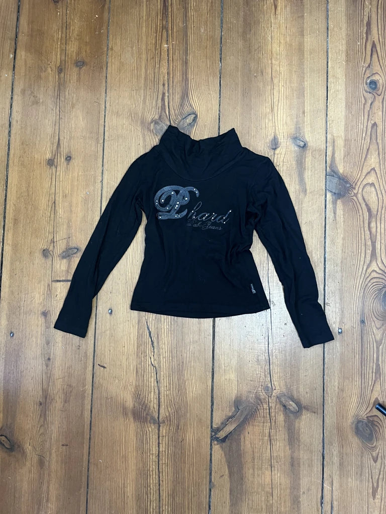 detail view, Phardbabe Jeans Black Turtleneck Long Sleeve, vintage Y2K second hand piece, image 6