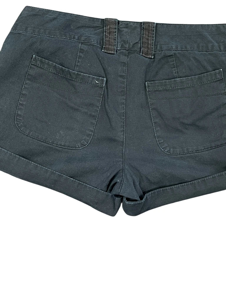 detail view, Plixi Classic Black Cotton Hotpants, vintage Y2K second hand piece